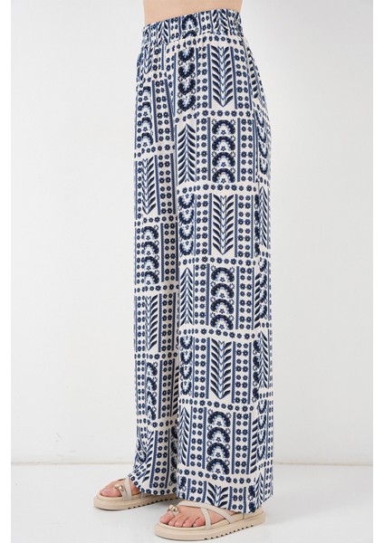 Kadın Desenli Viskon Pantolon 6749 - Krem fiyatları