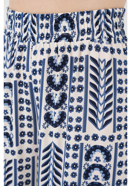 Kadın Desenli Viskon Pantolon 6749 - Krem fırsatları