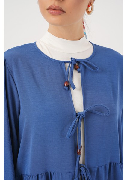 Kadın Önü Bağcıklı Tunik Pantolon Ikili Takım 6744 - Indigo fırsatları