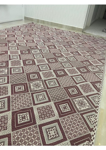 Kareli Model Halı Örtüsü Çift Yönlü Dokuma Savan Kilim