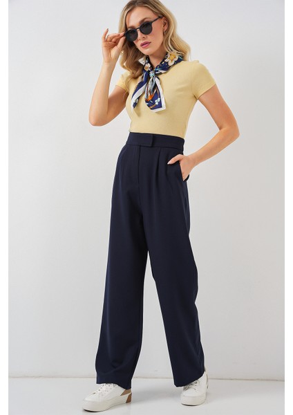 6612 Yüksek Bel Kumaş Pantolon - Lacivert