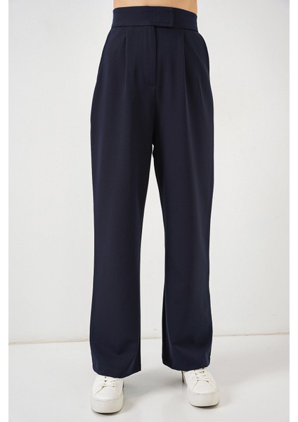 6612 Yüksek Bel Kumaş Pantolon - Lacivert fırsatları