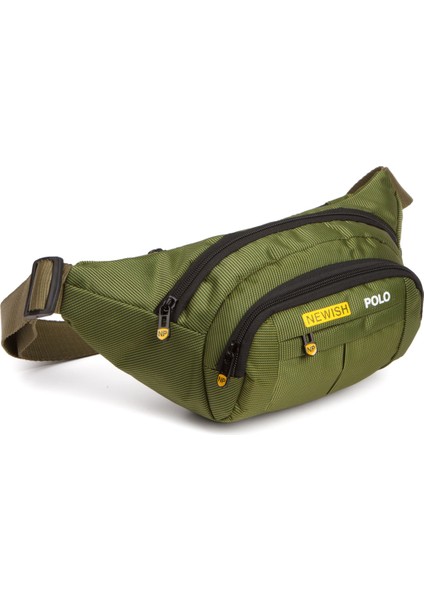 Erkek Kumaş USB Kulaklık Çıkışlı Crossbody Çapraz Göğüs Omuz ve Bel Çantası newpolo201 - Haki indirimleri