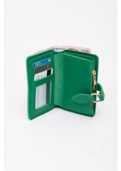 Çimen Yeşili SHK66 Damla Tokalı Çıtçıtlı Ön Cepli Bozuk ve Kağıt Para Bölmeli Kartlıklı Şık Cüzdan modelleri