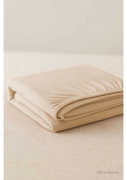 Tek Kişilik Düz Penye %100 Pamuklu Lastikli Çarşaf 100X200 cm Newsheet Bej modelleri