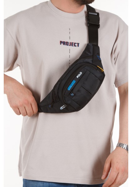 Erkek Kumaş USB Kulaklık Çıkışlı Crossbody Çapraz Göğüs Omuz ve Bel Çantası newpolo201 - Siyah - Mavi fiyatları