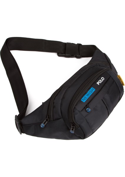 Erkek Kumaş USB Kulaklık Çıkışlı Crossbody Çapraz Göğüs Omuz ve Bel Çantası newpolo201 - Siyah - Mavi indirimleri