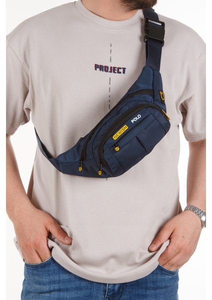 Erkek Kumaş USB Kulaklık Çıkışlı Crossbody Çapraz Göğüs Omuz ve Bel Çantası newpolo201 - Siyah - Lacivert