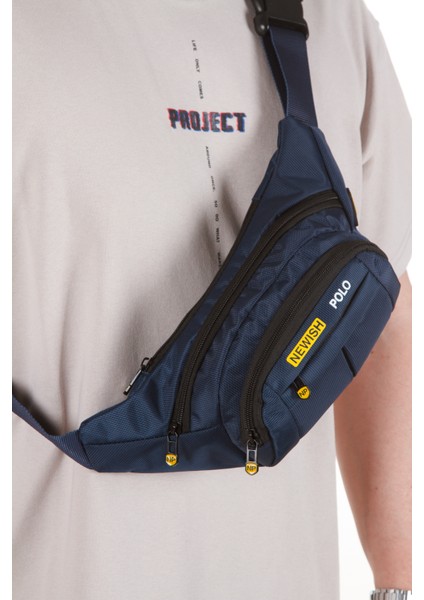 Erkek Kumaş USB Kulaklık Çıkışlı Crossbody Çapraz Göğüs Omuz ve Bel Çantası newpolo201 - Siyah - Lacivert fiyatları