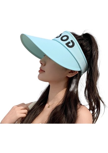 Kadınlar Için Büyük Siperlikli, Uv Korumalı, Yazlık Yeni Içi Boş Üst Güneş Şapkası Buz Ipek Açık Hava Bisiklet Yüz Örtüsü Güneş Şapkası (Yurt Dışından)