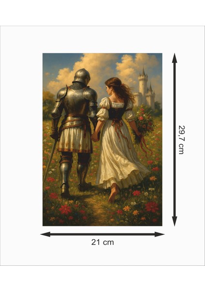 Şövalye ve Prenses Sanatsal 2 Dekoratif Ahşap Poster fiyatları