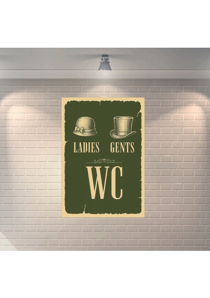 Wc Kadınlar Erkekler Dekoratif Retro Ahşap Poster