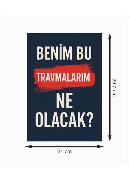 Benim Bu Travmalarım Ne Olacak Dekoratif Retro Ahşap Poster fiyatları
