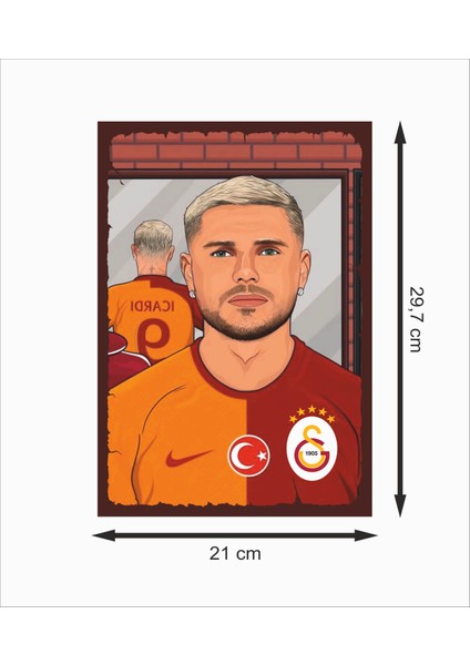 Galatasaray Mauro Icardi Futbolcu Dekoratif Retro Ahşap Poster fiyatları