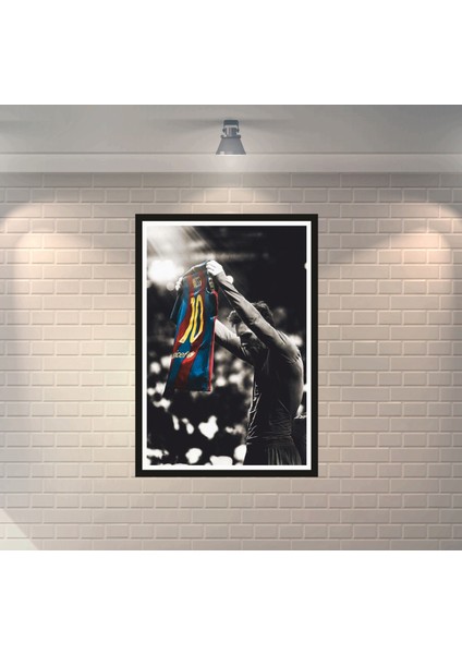 Messi Futbolcu 2 Çerçeve Görünümlü Dekoratif Ahşap Poster