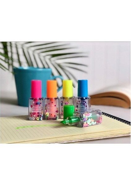 Oje Şeklinde Fosforlu Kalem Oje Seti Canlı Renkler 5'li