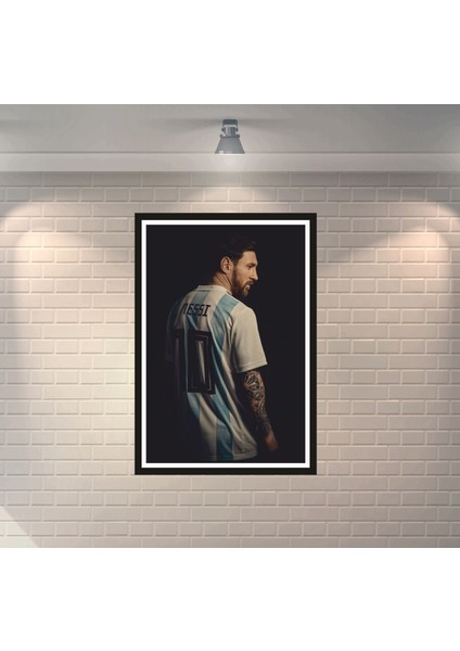 Messi Futbolcu 1 Çerçeve Görünümlü Dekoratif Ahşap Poster