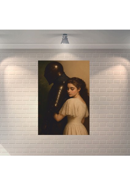 Şövalye ve Prenses Sanatsal 1 Dekoratif Ahşap Poster