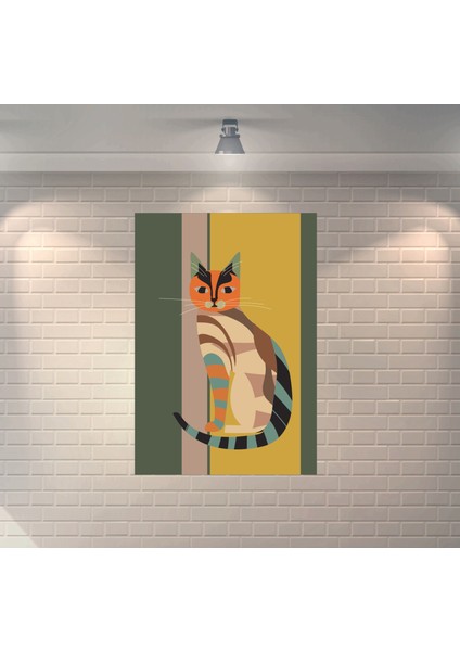 Minimalist Kedi Dekoratif Ahşap Poster