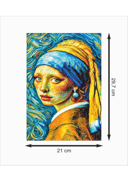 Inci Küpeli Kız Van Gogh Art Dekoratif Retro Ahşap Poster fiyatları