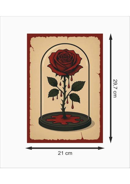 Cam Fanusta Kanayan Gül Dekoratif Retro Ahşap Poster fiyatları