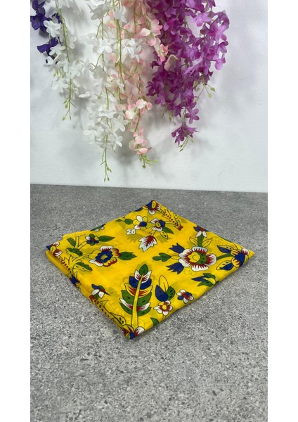 Sarı Çengelköy Desenli Pullu Yazma Eşarp - Günlük, Nişan ve Çeyizlik fiyatları