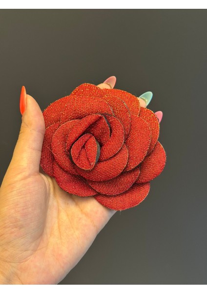Simli Gül Broş Yaka Iğnesi Giyim AKSE4SUARI 10X10 cm