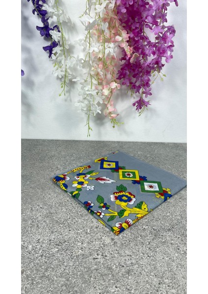 Gri Çiçek Desenli Yazma Eşarp – Çeyizlik ve Günlük Kullanıma Uygun Başörtüsü indirimleri