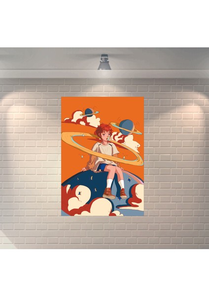 Manga Kız Gezegenler Dekoratif Ahşap Poster
