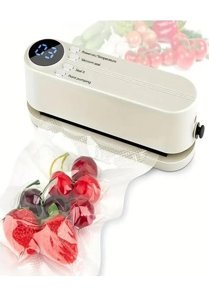 Şarjlı Vakumlu Gıda Paketleme Makinesi 60KPA Güçlü Vakum 1200 mAH Motor LED Ekran Type-C 3 Mod fiyatları