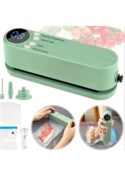 Şarjlı Vakumlu Gıda Paketleme Makinesi 60KPA Güçlü Vakum 1200 mAH Motor LED Ekran Type-C 3 Mod modelleri