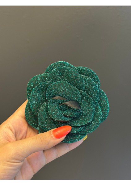 Simli Gül Broş Yaka Iğnesi Giyim AKSE4SUARI 10X10 cm