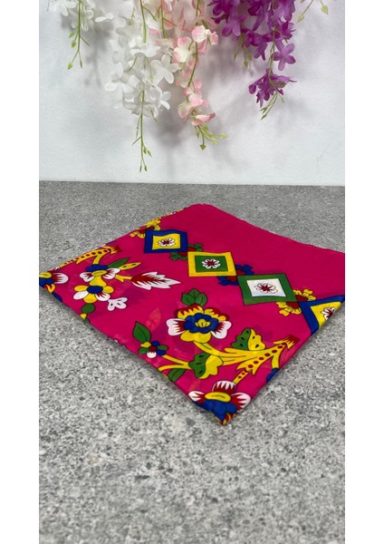 Pembe Çengelköy Desenli Pullu Yazma Eşarp - Günlük, Nişan ve Çeyizlik fiyatları