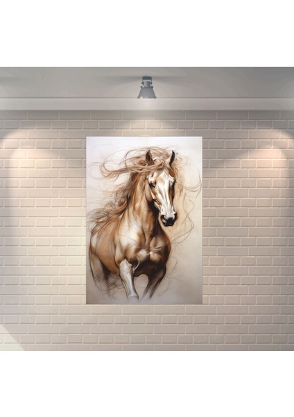 At 2 Dekoratif Ahşap Poster