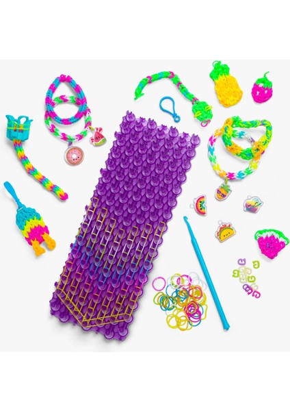 Rainbow Loom Mega Mighty Set 2400 Lastik, 8 Charm, Mega Tezgah, Bileklik Yapım Kiti modelleri