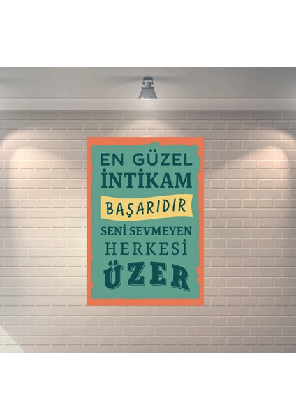 En Güzel Intikam Başarıdır Dekoratif Retro Ahşap Poster