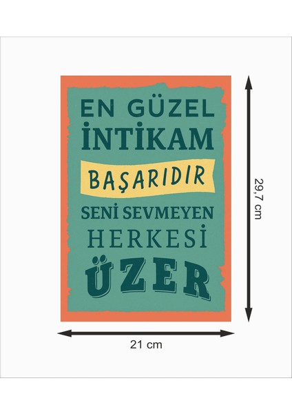 En Güzel Intikam Başarıdır Dekoratif Retro Ahşap Poster fiyatları