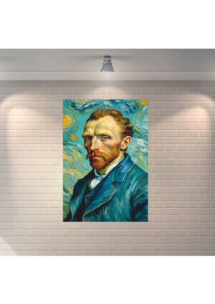 Van Gogh Portre Art Dekoratif Retro Ahşap Poster
