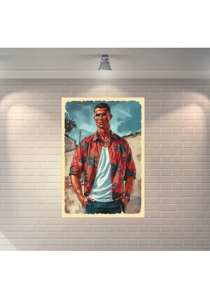 Ronaldo Gta Futbolcu Dekoratif Retro Ahşap Poster