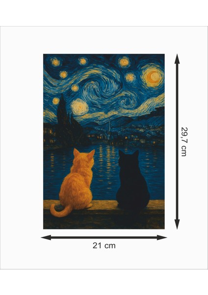 Van Gogh Art Kediler Dekoratif Retro Ahşap Poster fiyatları