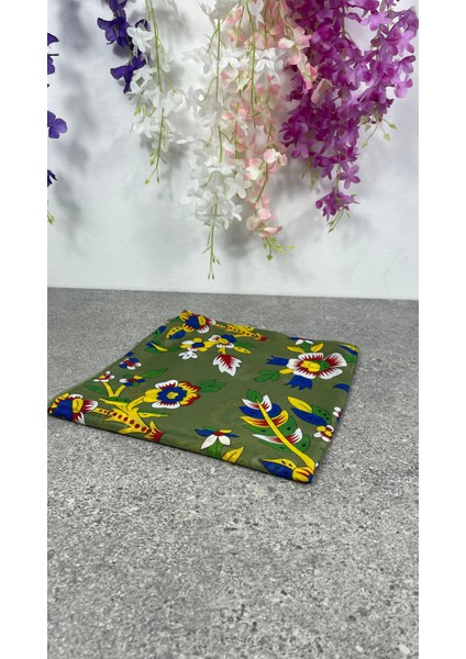 Yeşil Çengelköy Desenli Pullu Yazma Eşarp - Günlük, Nişan ve Çeyizlik