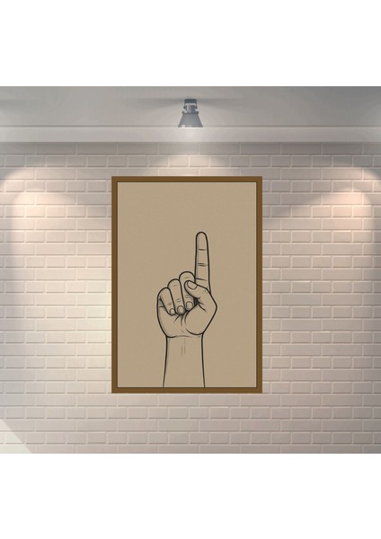 Tevhid Şehadet Parmağı Çerçeve Görünümlü Dekoratif Retro Ahşap Poster