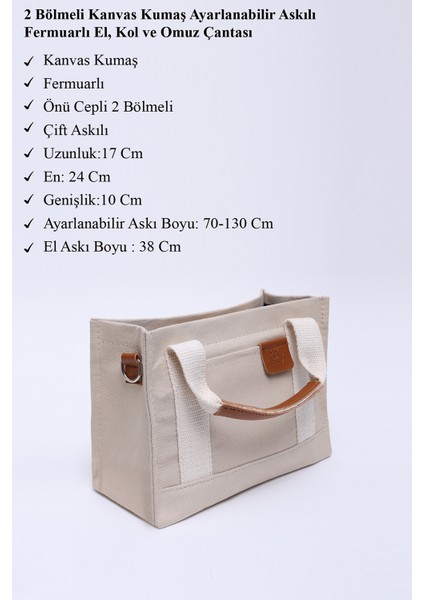 Vizon SHK138 2 Bölmeli Kanvas Kumaş Ayarlanabilir Askılı Fermuarlı El, Kol ve Omuz Çantası U:17 G:24 E:10 cm modelleri