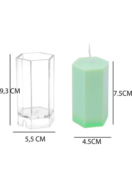 Poli Karbon Mum Kalıbı Altı Köşeli 9.3x5.5 cm modelleri