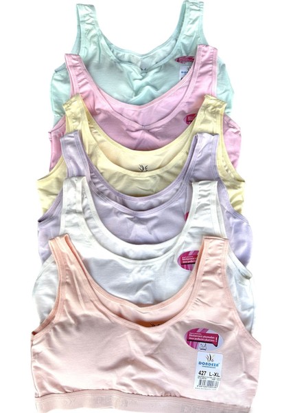 6'lı Dondeza Pastel Renk Kalın Askılı Pedli Alıştırma Sütyeni Yarım Atlet Büstiyer modelleri