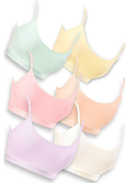 6'lı Dondeza Ip Askılı Pedli Kız Çocuk Büstiyer Alıştırma Sütyeni Crop