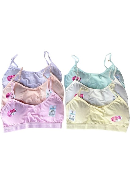 6'lı Dondeza Ip Askılı Pedli Kız Çocuk Büstiyer Alıştırma Sütyeni Crop
