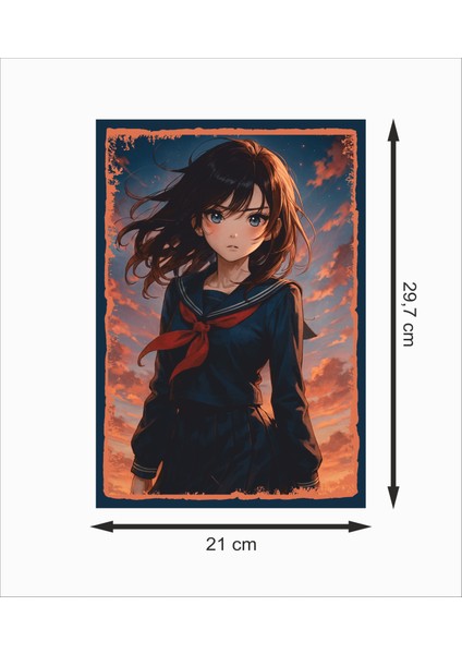 Anime Öğrenci Kız Dekoratif Retro Ahşap Poster fiyatları