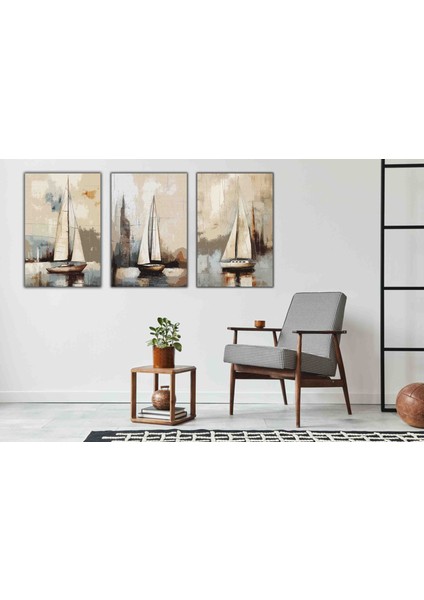 Dekoratif 3 Lü Gemi Temalı Kanvas Tablo fiyatları
