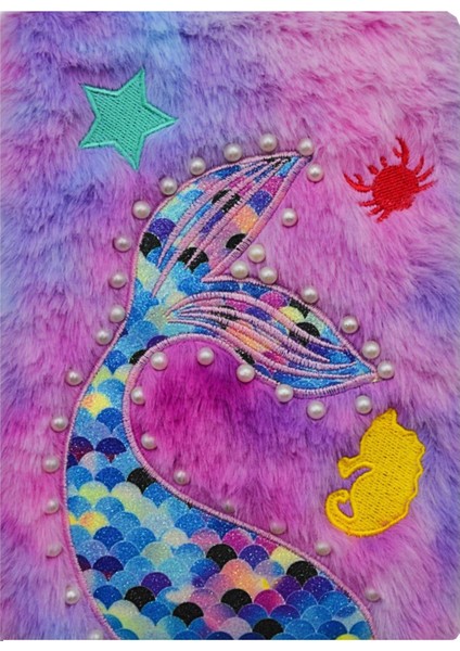 Pullu Deniz Kız Peluş Hatıra ve Not Defteri A5 Çizgili 80 Yaprak (PD103)